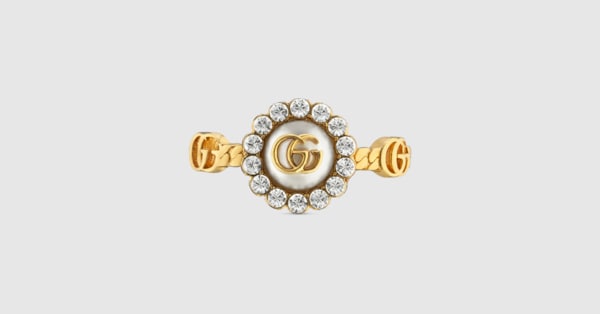 GG Marmont Double G flower ring in gold-toned metal | GUCCI® US