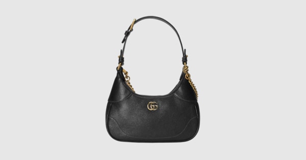 RvceShops - 739076AAA9F  Gucci Aphrodite Mini Shoulder Bag 'Black' - Borsa  a tracolla Gucci Ophidia in camoscio rosso e pelle martellata nera