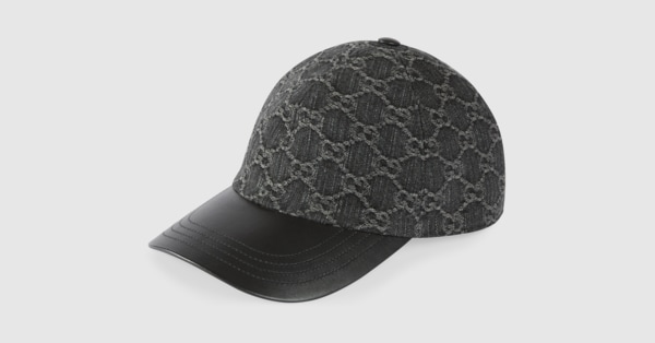 GG denim baseball hat in black and grey | GUCCI® US