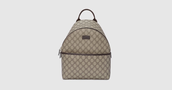 Children's GG backpack in beige and ebony Supreme | GUCCI® US