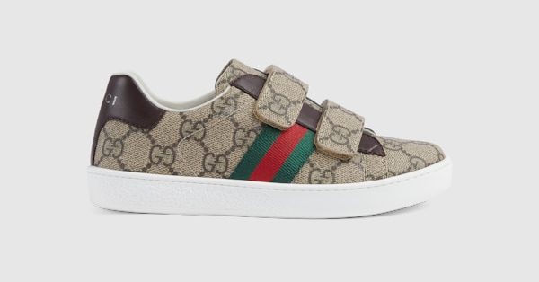 Children's Ace sneaker in beige and ebony GG Supreme | GUCCI® US