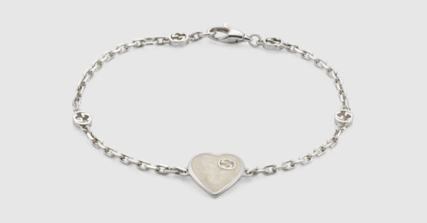 インターロッキングG ハート付き ブレスレット ・スターリングシルバー