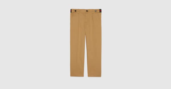 Children's stretch cotton pant with Web in beige | GUCCI® US