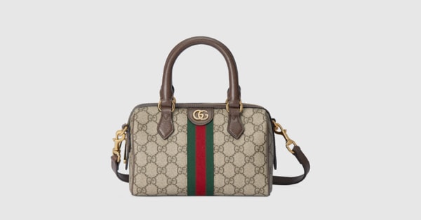Gucci Ophidia 23cm Bag Gray Blue Canvas Leather 239917