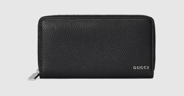 GUCCI ロゴ ジップアラウンドウォレット ・ブラック レザー