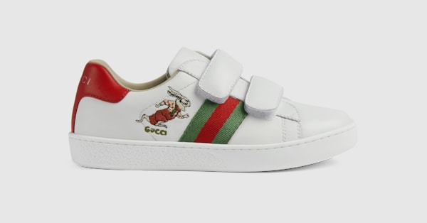 Children's Ace sneaker in white leather | GUCCI® US