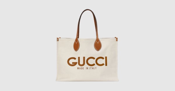 Tote bag with Gucci print in Beige canvas | GUCCI® US