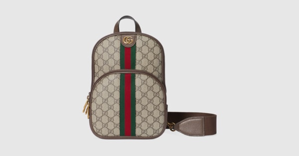 Ophidia small slingbag in beige and ebony GG Supreme | GUCCI® US