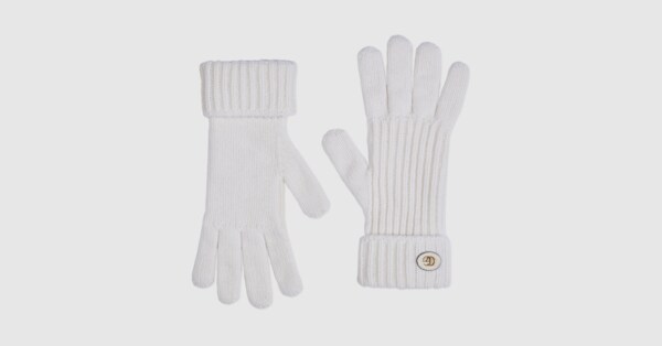 ダブルG付き ウールカシミア グローブ ・アイボリー | GUCCI公式