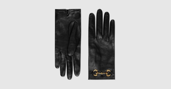 ホースビット付き レザー グローブ ・ブラック レザー | GUCCI公式