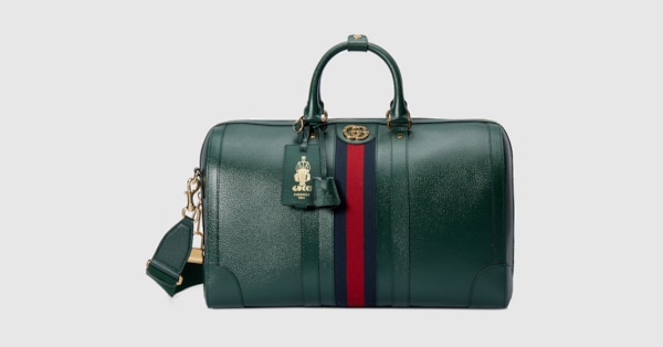 Gucci Savoy medium duffle bag in green leather | GUCCI® US