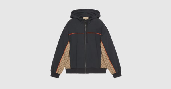 Cotton jersey zip jacket in dark grey GUCCI AE