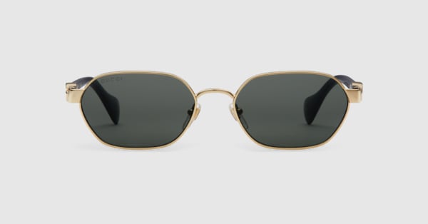 Round-frame sunglasses in yellow gold-toned metal | GUCCI® US