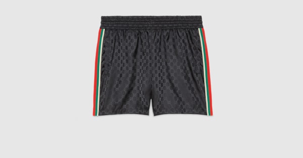 GG jacquard nylon swim shorts in black | GUCCI® AU