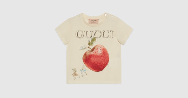 GUCCI PETER RABBIT コラボ Tシャツ クリーム色 Gucci cotton jersey T-shirt for boys 548034xjf6a Yellow