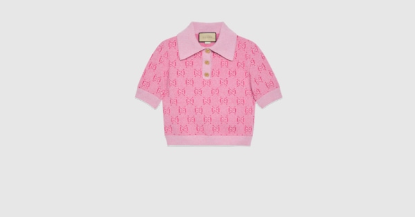 GG wool jacquard polo in pink | GUCCI® US