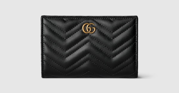 ◇グッチ◇781583/レザー/GGマーモント/二つ折り財布/ブランド ダブルG カードケースウォレット ・ブラック レザー | GUCCI公式