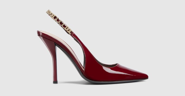 Gucci Signoria slingback pump in Rosso Ancora patent leather