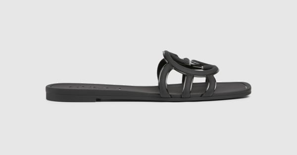 Black gucci flip flops online