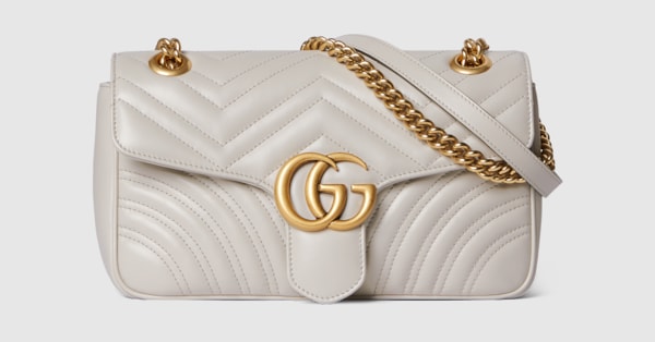 GG Marmont medium shoulder bag in light grey leather GUCCI® US
