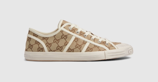 GG Men's Sneaker White Brown Sheepskin Fabric 529028