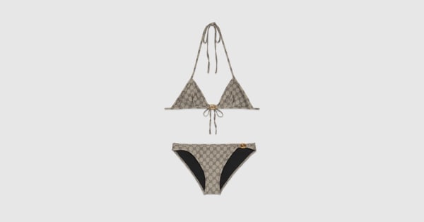 GG stretch jersey bikini in beige and ebony | GUCCI® US