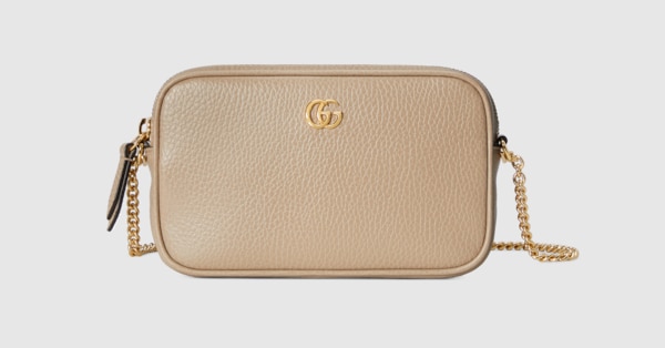 GGマーモント〕ミニ カメラバッグ ・ベージュ レザー | GUCCI公式