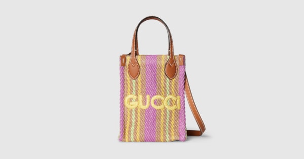 Super mini jute bag with Gucci logo in multicolor jute | GUCCI® Australia