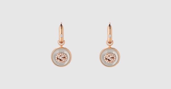 Gucci Interlocking diamond 18k earrings in 18k rose gold | GUCCI® US