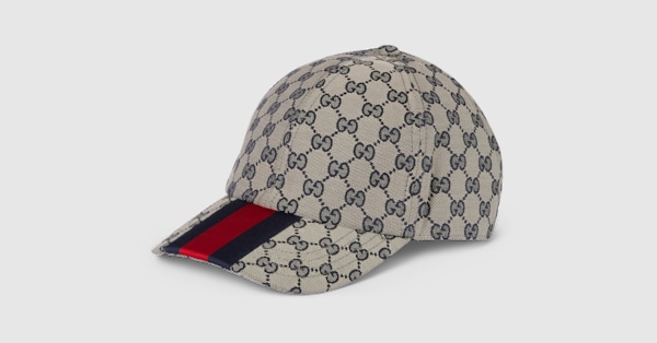 Gucci Original GG Canvas Baseball Hat with Web Beige Blue