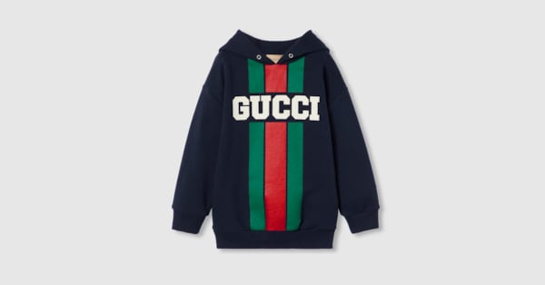 Children s cotton hooded sweatshirt in dark blue GUCCI US