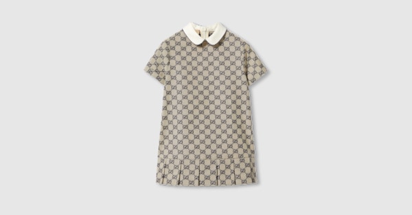 Children's GG canvas dress in beige and blue | GUCCI® US