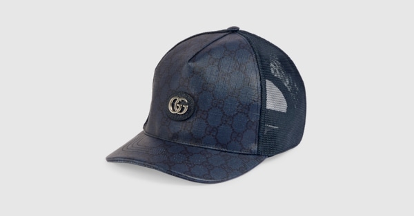 GG Supreme baseball hat in blue and dark blue | GUCCI® US