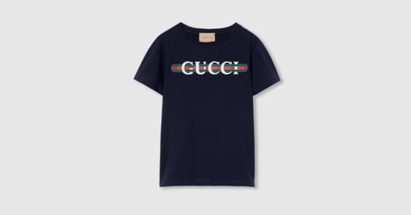 Children's printed cotton T-shirt in dark blue | GUCCI® SE