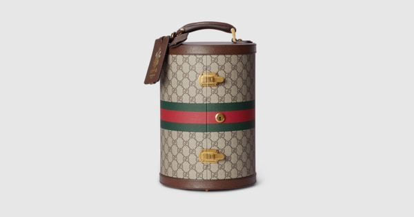 Gucci Savoy watch case in beige and ebony GG Supreme | GUCCI® UK
