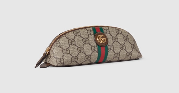 グッドグリーフ CANVAS SHOPPERSBAG&MEDICINE CASE GG pencil case with Double G in beige and ebony GG Supreme
