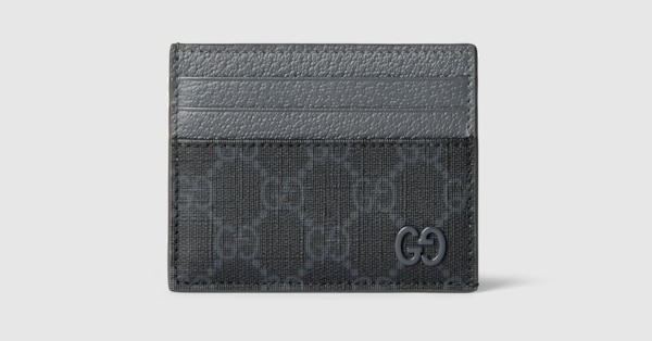 Grey trim GG card case in black GG Supreme | GUCCI® US