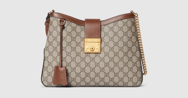 Padlock GG medium shoulder bag in brown leather trim GUCCI Canada