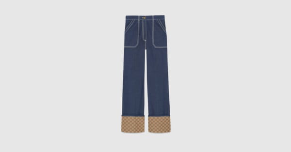 デニム・ジーパン GUCCI Cropped jeans Gucci Logo Patch Cropped Jeans 100% Cotton – LOZURI®