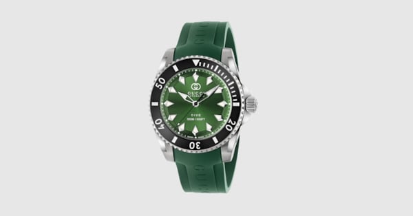 Gucci Dive watch, 40mm in green rubber | GUCCI® CA