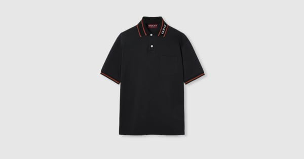 Red gucci stripe polo shirt on sale