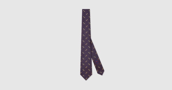 GG silk jacquard tie in blue and red | GUCCI® US