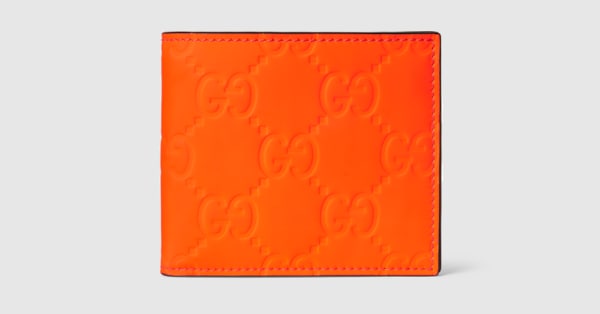 GUCCI 24 years leather GG rubber effect compact wallet Bifold Wallet 771309 Orange