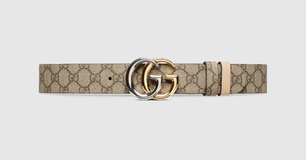 Gucci Women s Gg Marmont Reversible Belt Gg Canvas Natural Belts