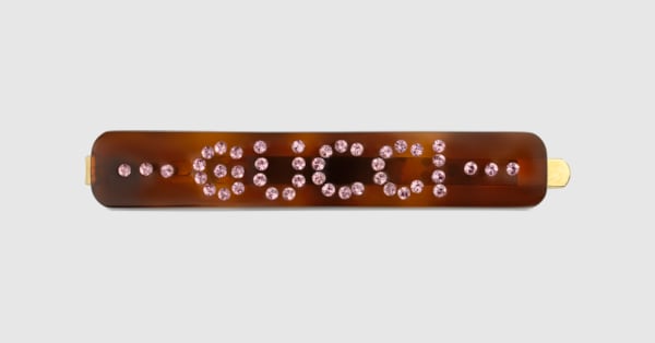 グッチ　バレッタ GUCCI' hair slide with crystals in tortoiseshell resin