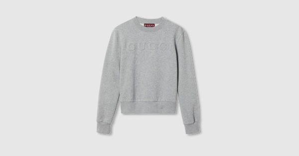 Cotton jersey embossed sweatshirt in grey GUCCI Canada