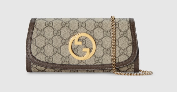 Gucci Blondie continental chain wallet in beige and ebony Supreme 