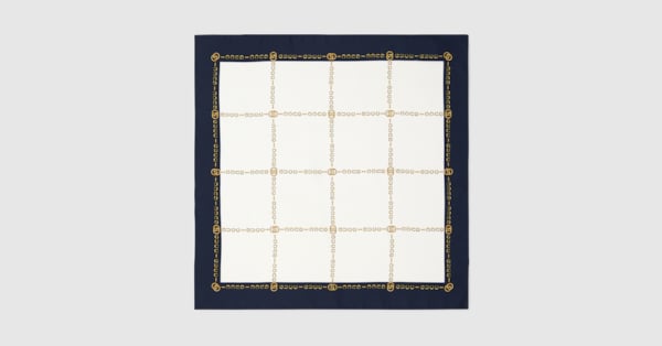 インターロッキングG GUCCI チェーン シルク ハンカチ