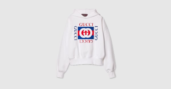 Interlocking G cotton jersey sweatshirt in white | GUCCI® US