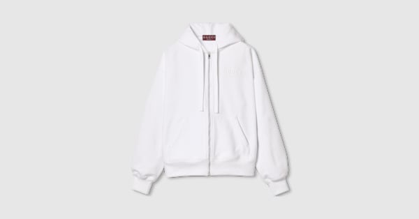 ヒ*リ様 GUCCI コート　コットン Felted cotton jersey zip jacket in white | GUCCI® US
